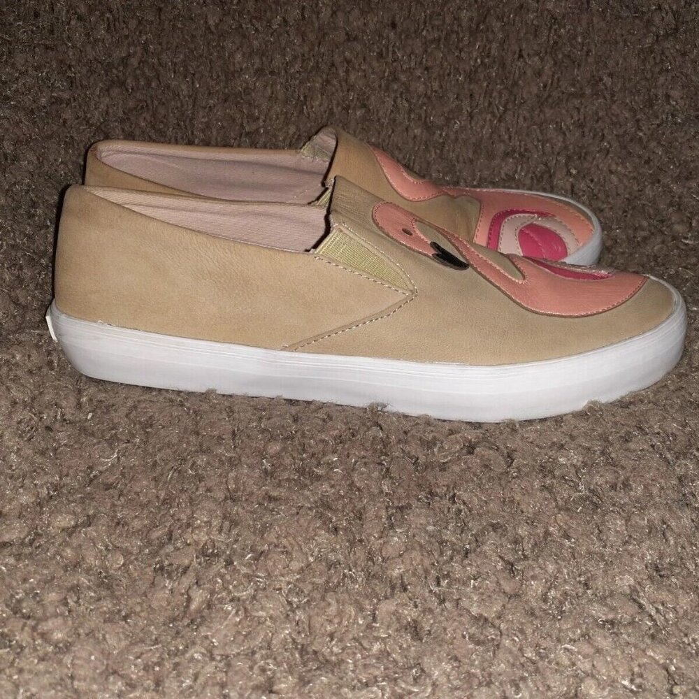 KATE SPADE-Selma-Flamingo Leather Applique/Beige Nubuck-LTD. ED-Sz 7.5-Excellent - Picture 4 of 7